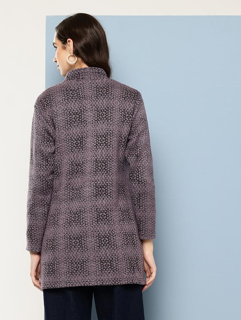 women self design long sleeve cardigan - 22033861 - Standard Image - 2