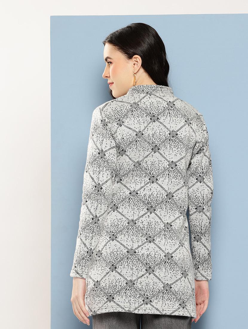 women self design long sleeve cardigan - 22033862 - Standard Image - 2