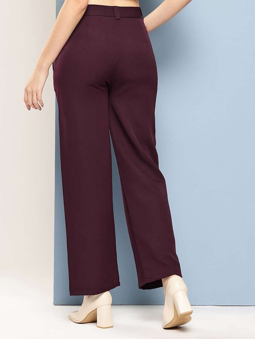 girls solid high rise straight trouser - 22033863 -  Standard Image - 2