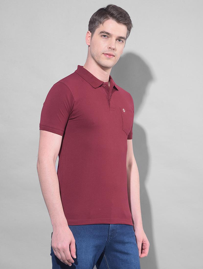 maroon cotton plain tshirt - 22033895 - Standard Image - 2