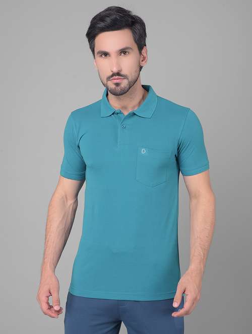 blue cotton plain tshirt - 22033900 -  Standard Image - 0