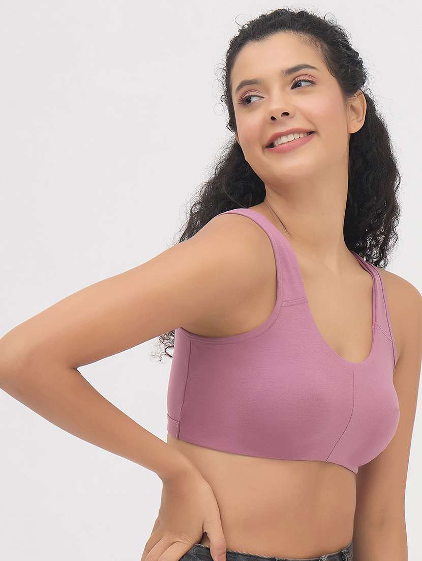 women solid non padded sports bra - 22033906 -  Standard Image - 2