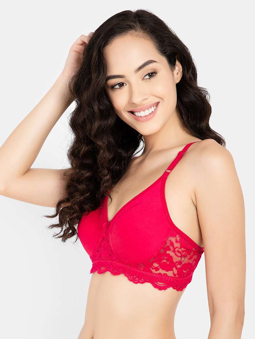 women solid lightly padded lace t-shirt bra - 22033909 -  Standard Image - 2
