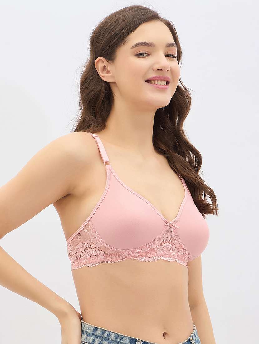 women solid lightly padded lace t-shirt bra - 22033910 -  Standard Image - 2