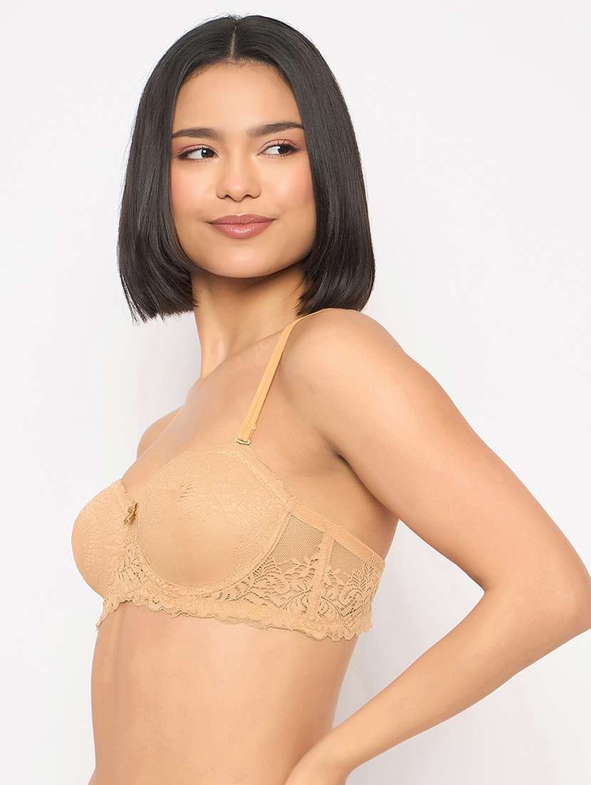 women solid heavily padded lace push up bra - 22033914 - Standard Image - 2