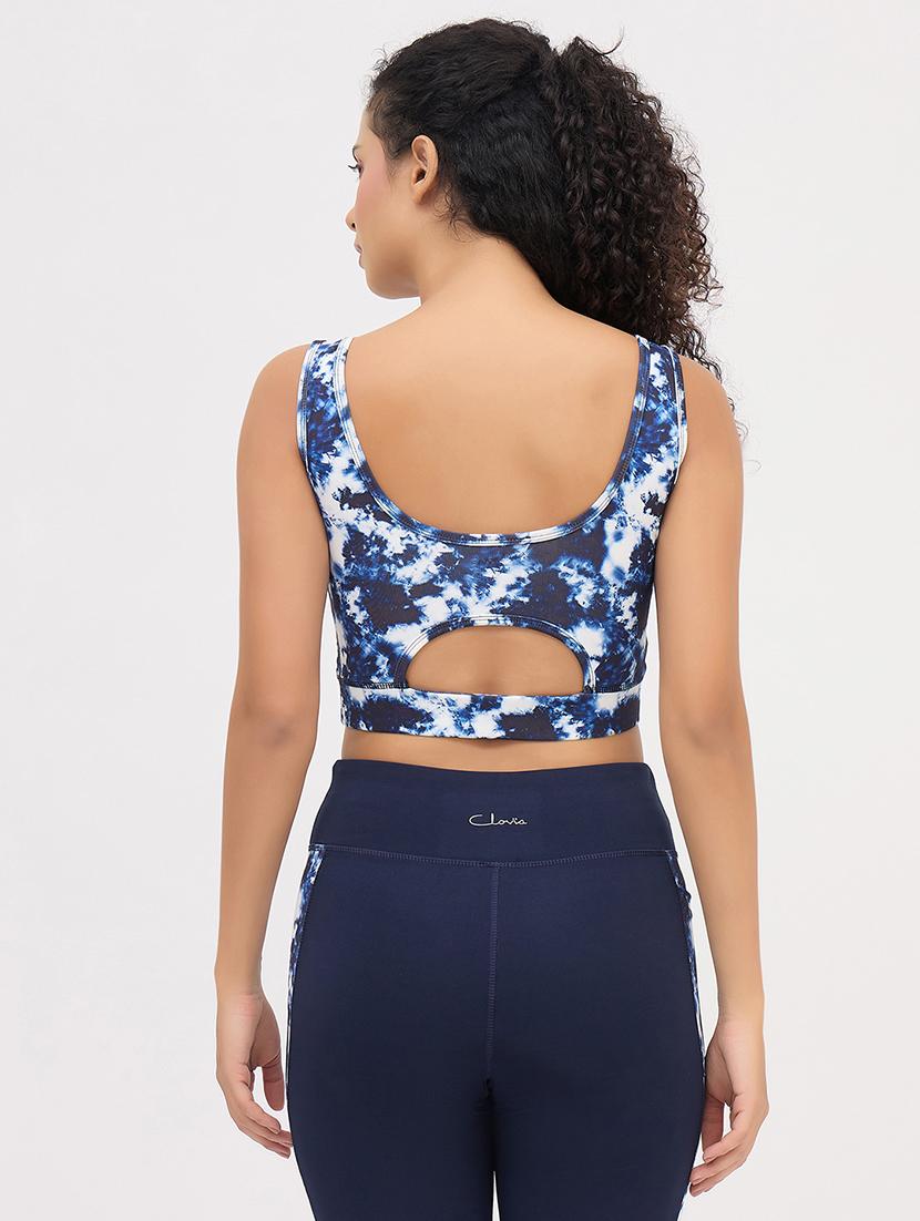 women printed non wired sports bra - 22033943 - Standard Image - 2
