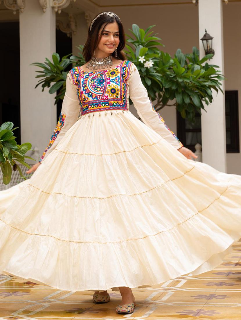 women embroidered long sleeve tiered ethnic dress - 22033949 - Standard Image - 2