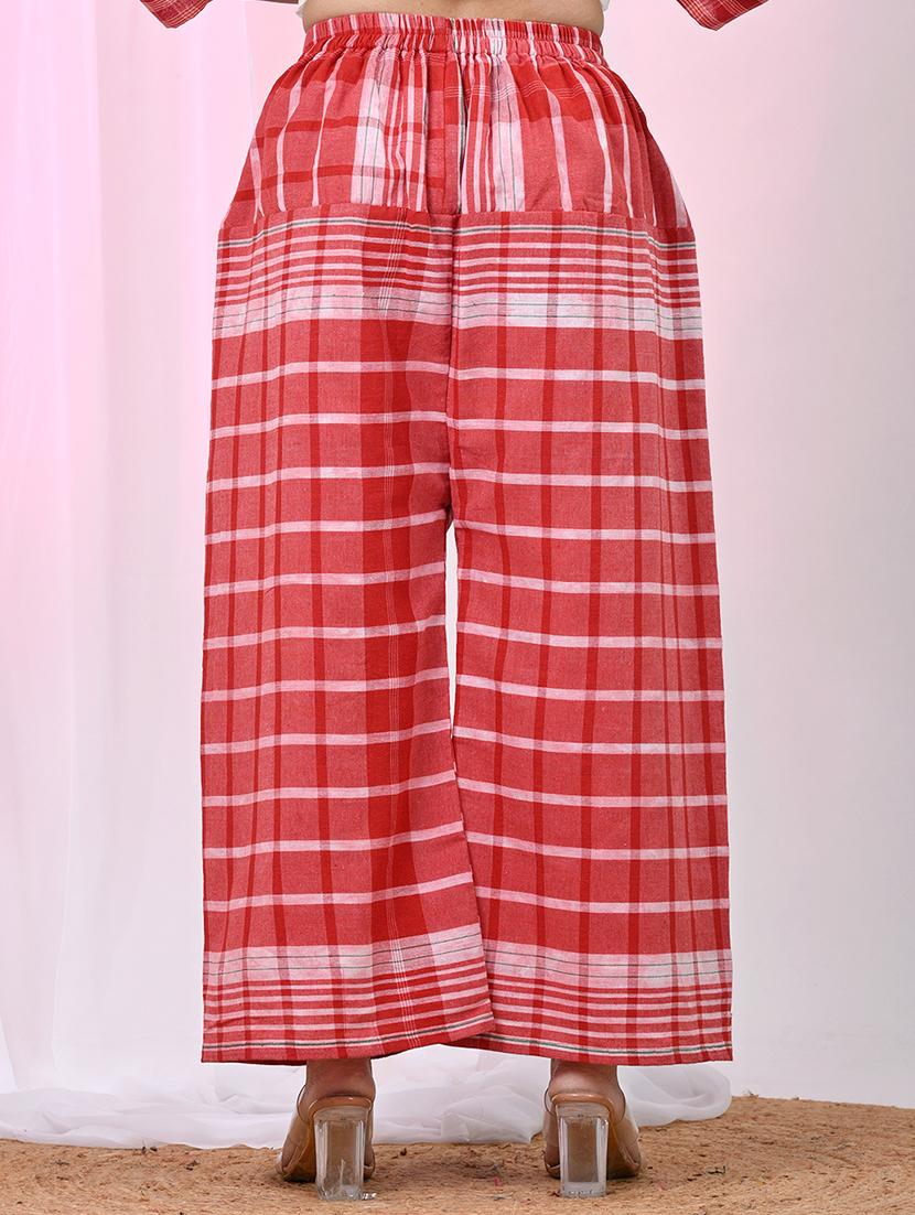 women checkered three quarter sleeve kurta palazzo set - 22033977 - Standard Image - 7