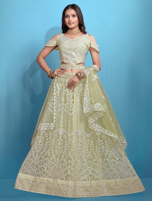 women embroidered fared lehenga and choli set - 22033998 - Standard Image - 0