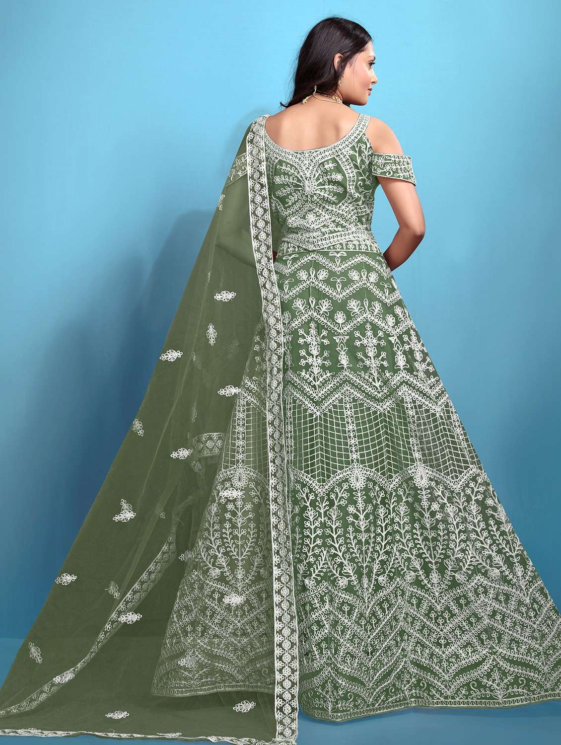 women embroidered fared lehenga and choli set - 22034003 - Standard Image - 2
