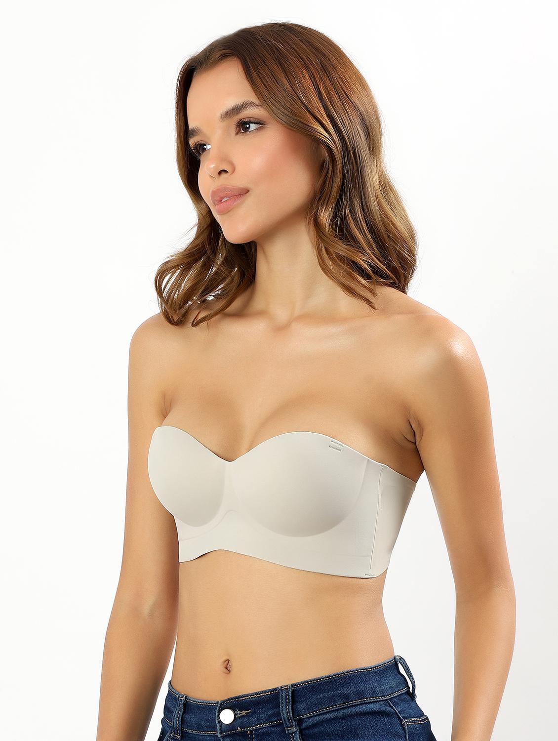 women solid non wired tube bra - 22034458 - Standard Image - 2