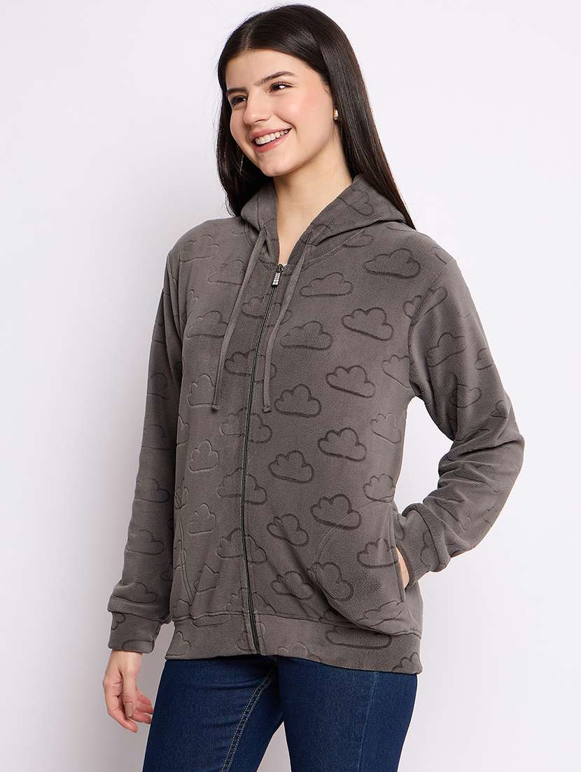 women printed long sleeve hooded sweatshirt - 22034461 - Standard Image - 2
