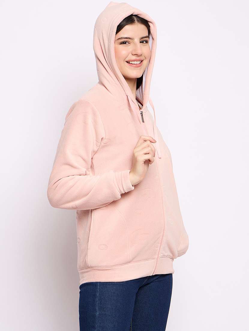women solid long sleeve hooded sweatshirt - 22034464 -  Standard Image - 2