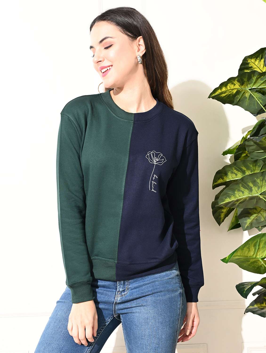 women color blocked long sleeve sweatshirt - 22034544 -  Standard Image - 2