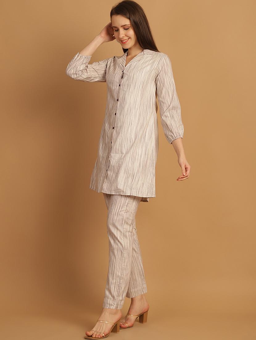 women printed shirt and trouser co-ord set - 22034569 - Standard Image - 2