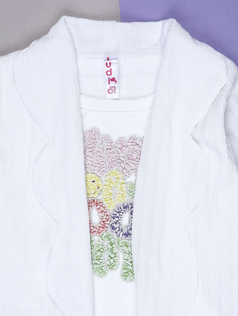 girls self desigend three quarter sleeve top - 22034865 -  Standard Image - 2