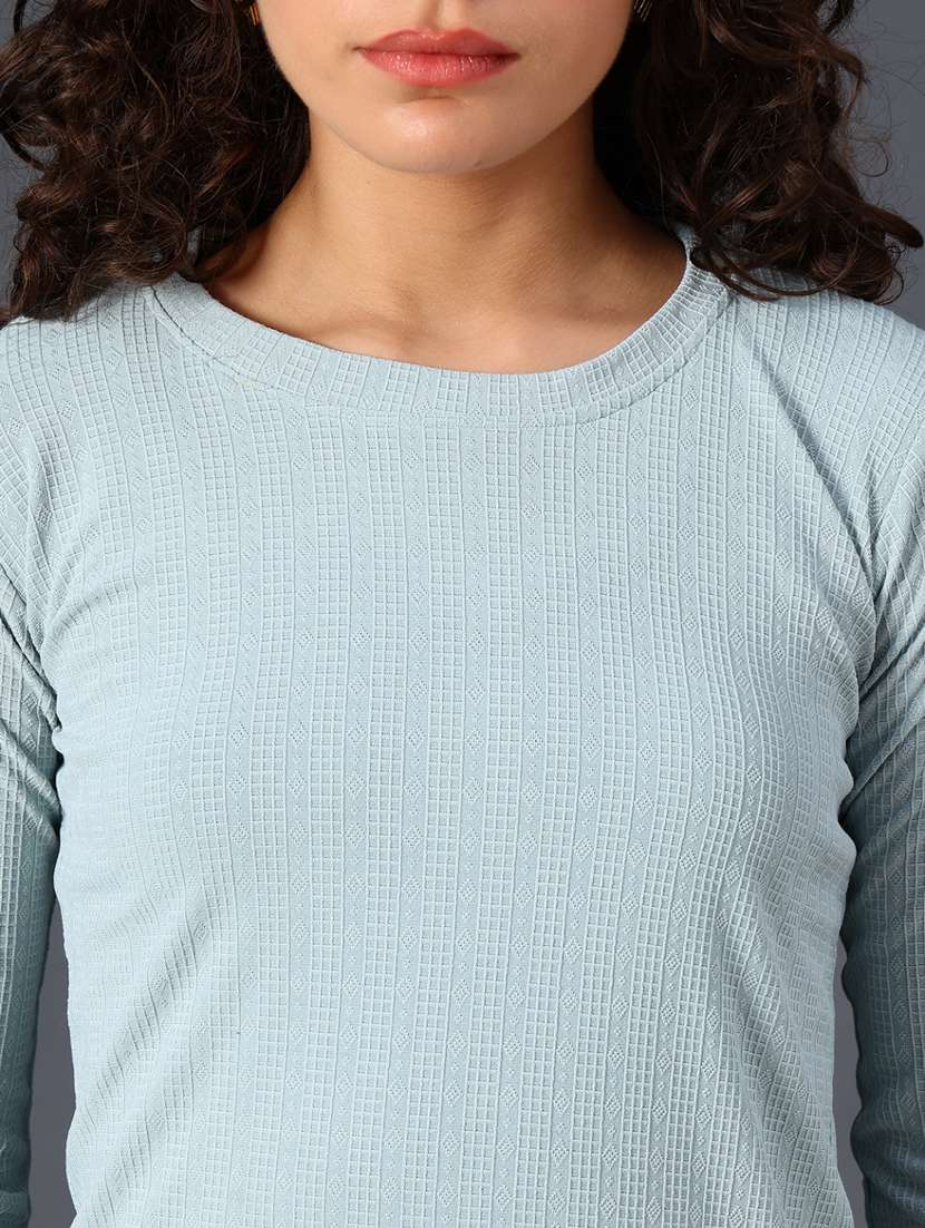 women solid three quarter sleeve top - 22034950 -  Standard Image - 2