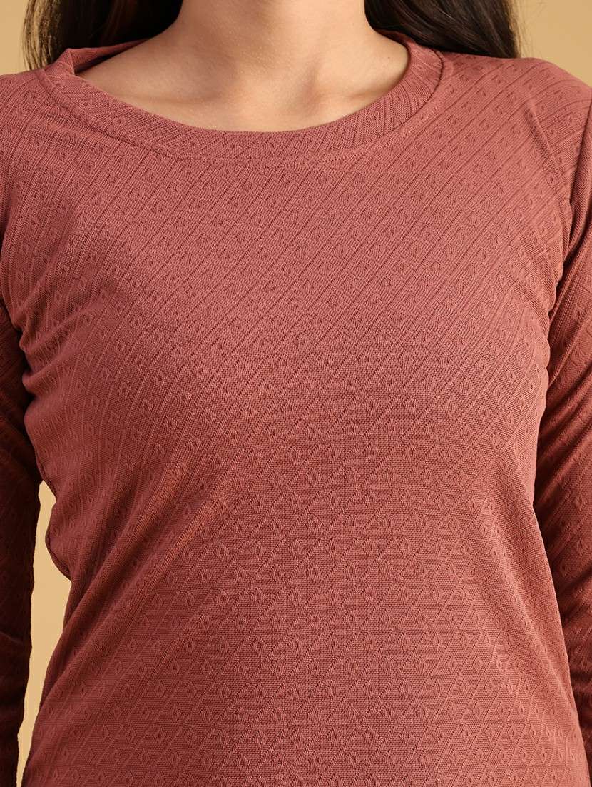 women solid three quarter sleeve top - 22034992 -  Standard Image - 2