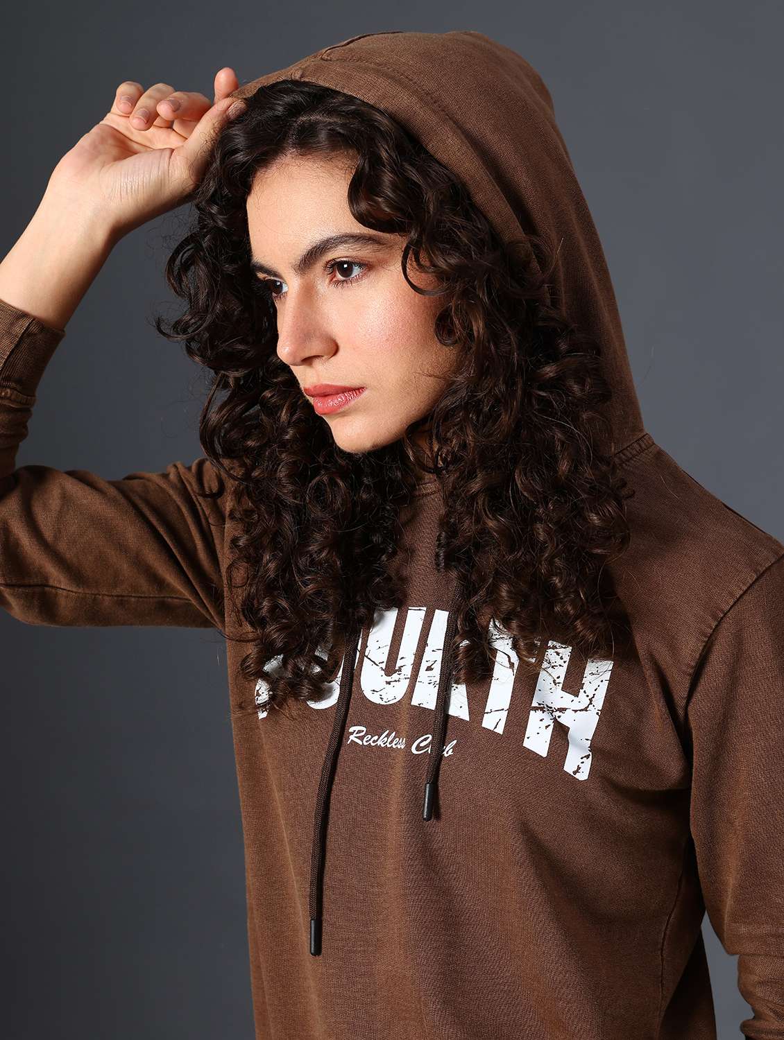 brown cotton poly blend chest print sweatshirt - 22035072 -  Standard Image - 2