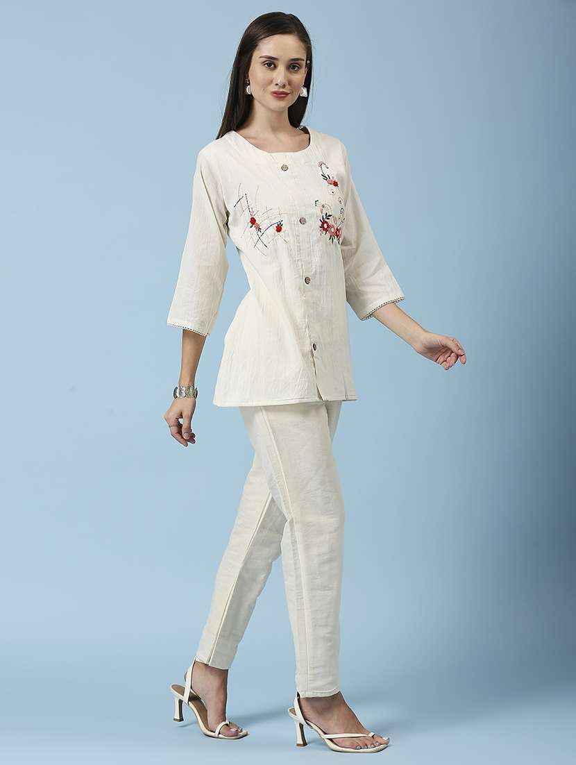 women embroidered three quarter sleeve ethnic top - 22035166 -  Standard Image - 2