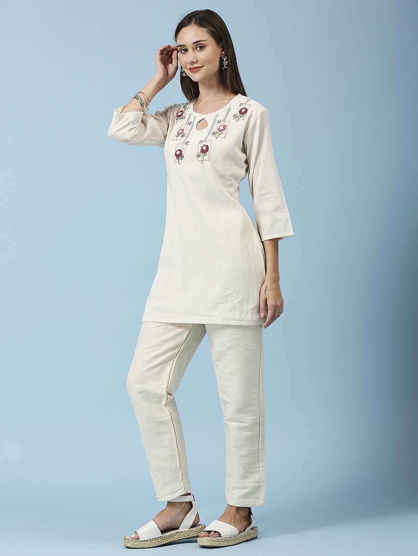 women embroidered three quarter sleeve ethnic top - 22035168 -  Standard Image - 2