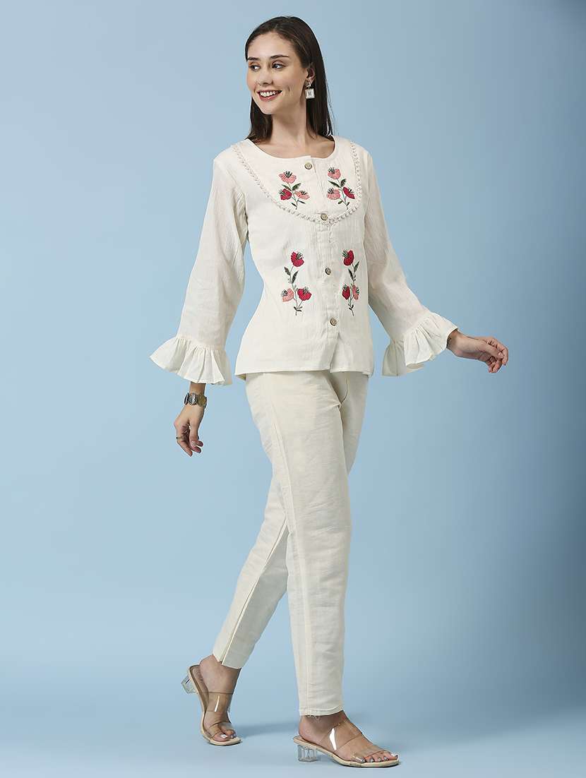 women embroidered three quarter sleeve ethnic top - 22035170 -  Standard Image - 2