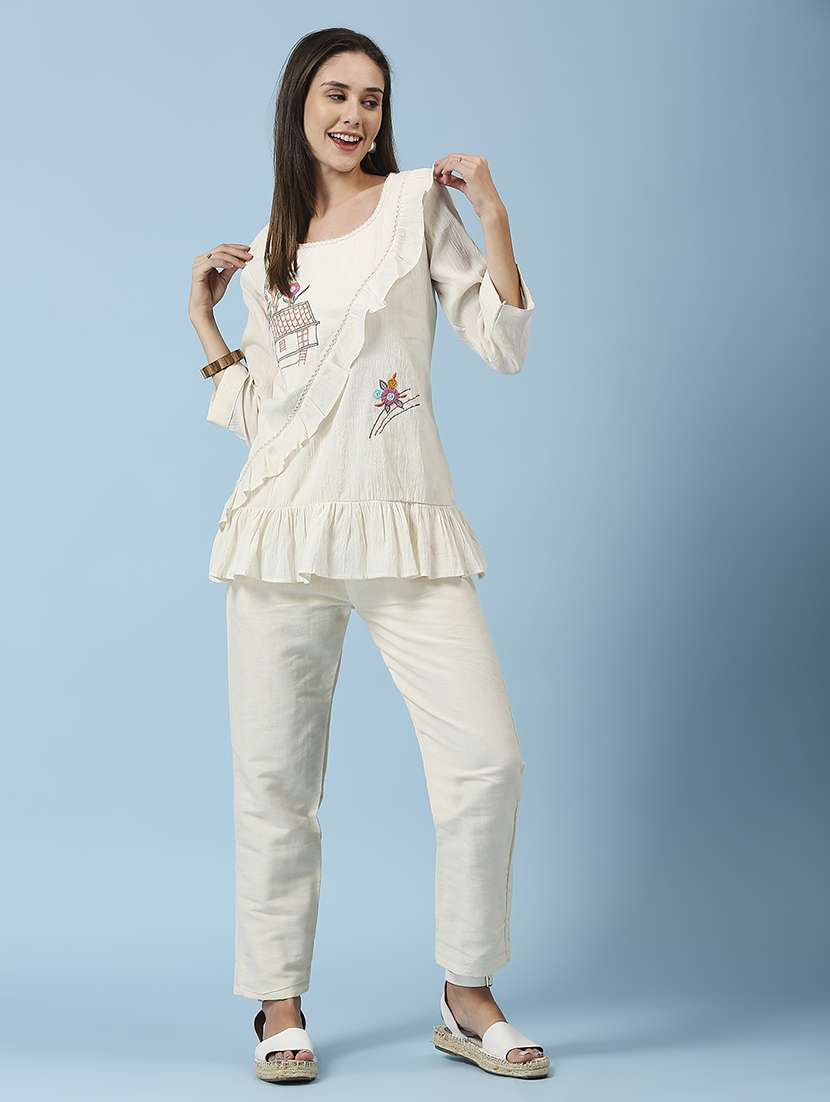 off white khadi cotton regular top - 22035173 -  Standard Image - 2