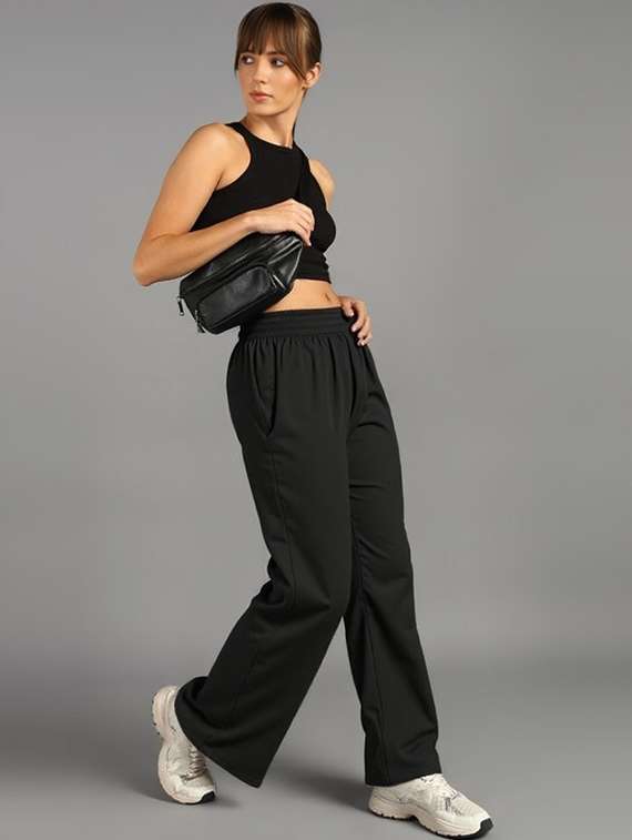 women solid mid rise parachute pants - 22035188 - Standard Image - 2
