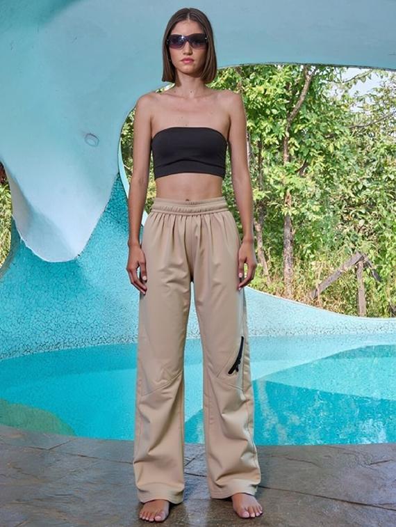women solid mid rise parachute pants - 22035201 - Standard Image - 2