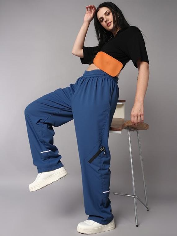 women solid mid rise parachute pants - 22035202 - Standard Image - 2