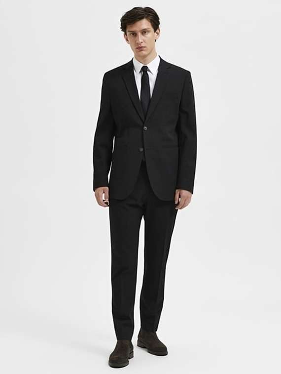 men black solid long sleeve single breasted blazer - 22035205 -  Standard Image - 2