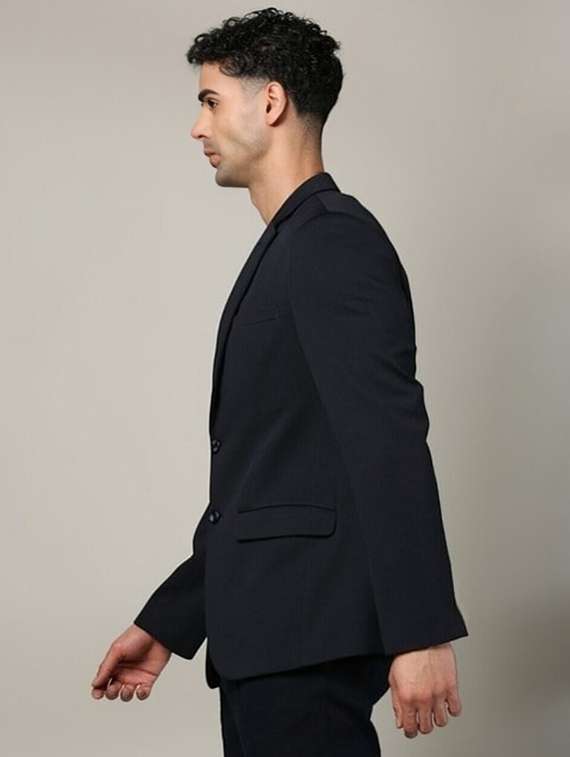 men black solid long sleeve single breasted blazer - 22035207 - Standard Image - 2