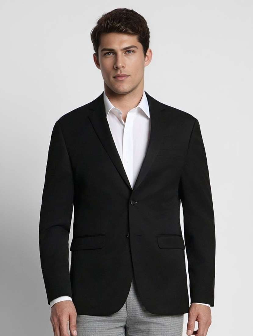 men black solid long sleeve single breasted blazer