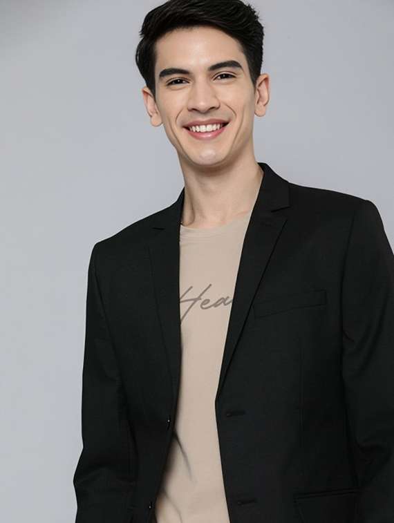 men black solid long sleeve single breasted blazer - 22035215 - Standard Image - 2