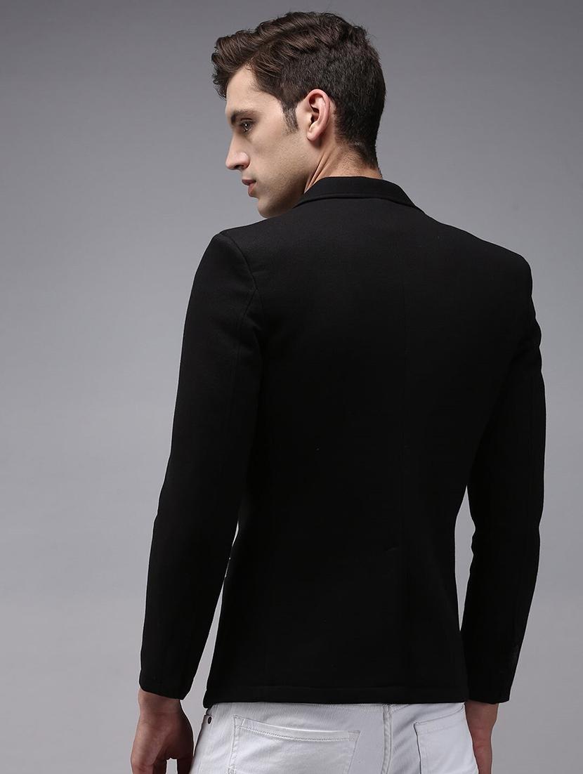 men black solid long sleeve single breasted blazer - 22035218 - Standard Image - 2