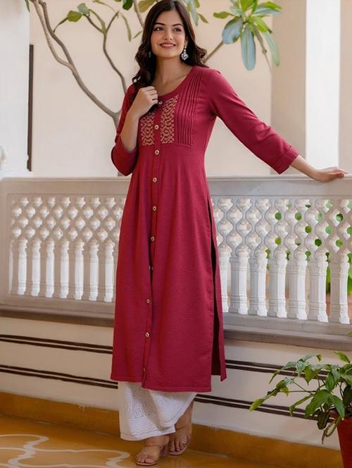 women solid mandarin neck straight kurta - 22035223 -  Standard Image - 0