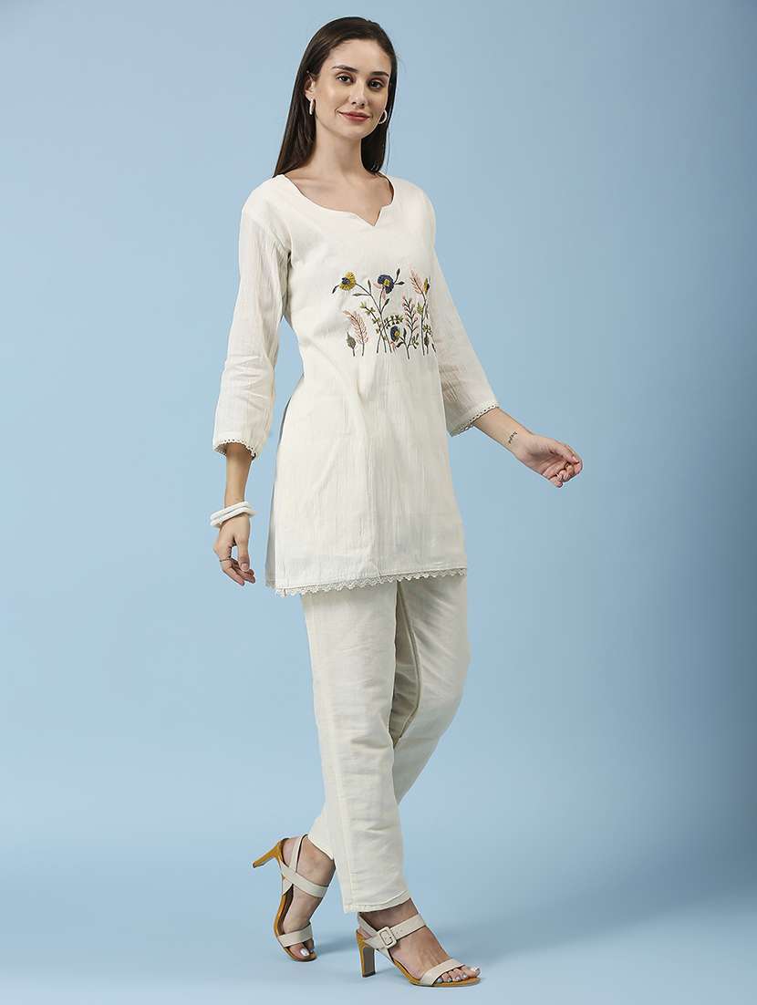 women embroidered three quarter sleeve ethnic top - 22035243 -  Standard Image - 2