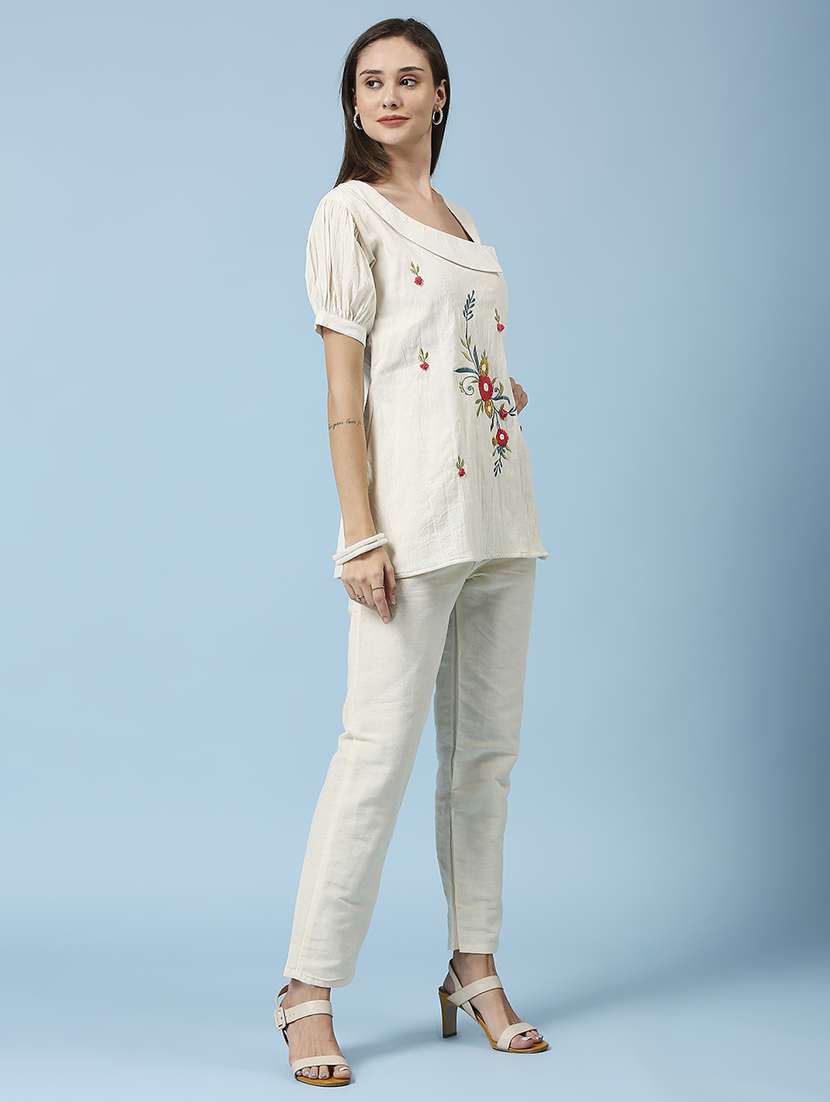 women embroidered three quarter sleeve ethnic top - 22035250 -  Standard Image - 2