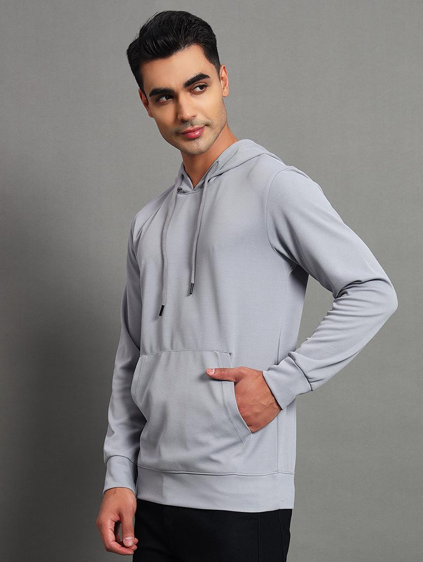 men solid long sleeve hooded sweatshirt - 22035256 - Standard Image - 2