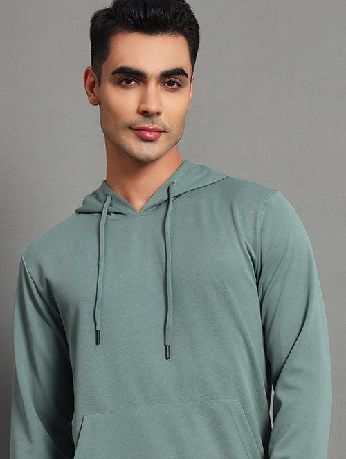 men solid long sleeve hooded sweatshirt - 22035257 - Standard Image - 0