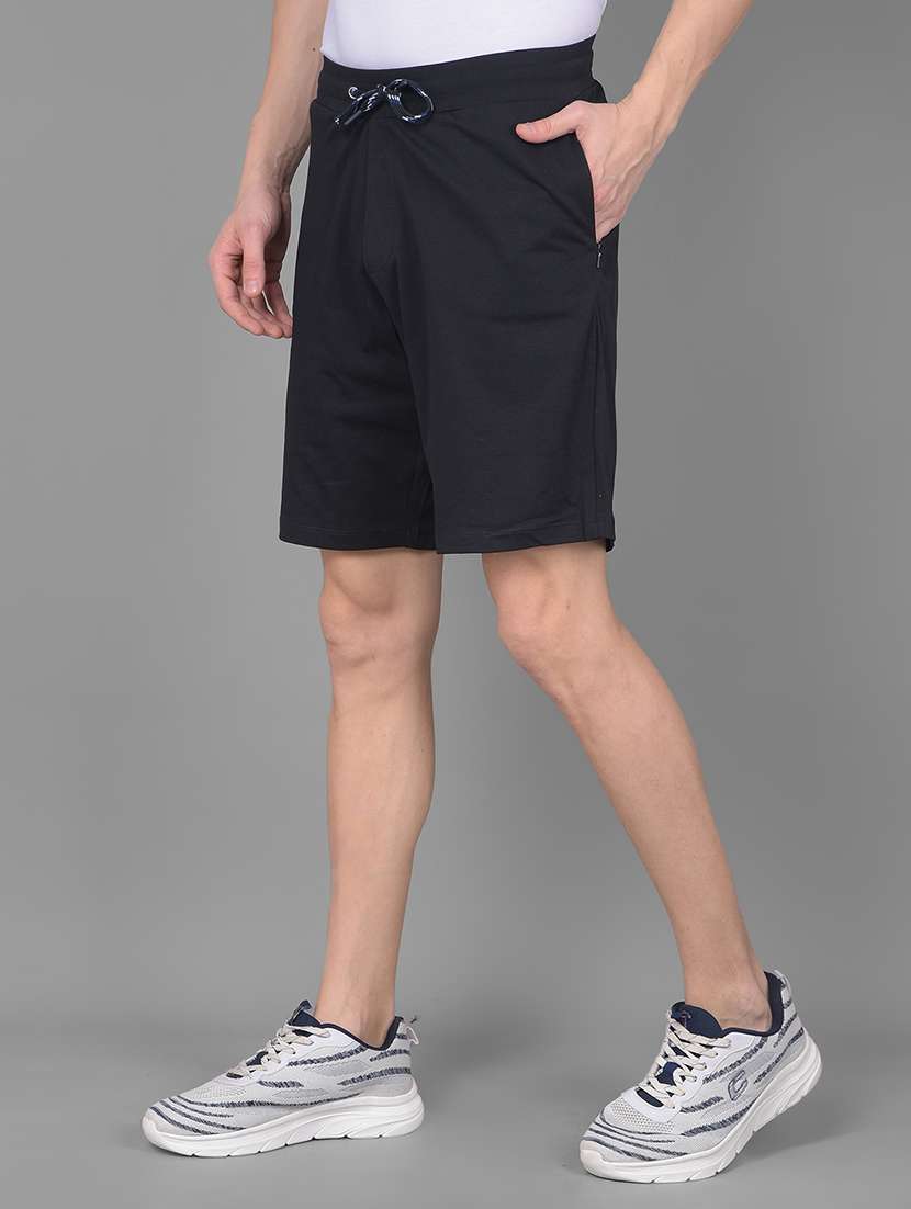 men black solid mid rise regular fit shorts - 22035417 -  Standard Image - 2