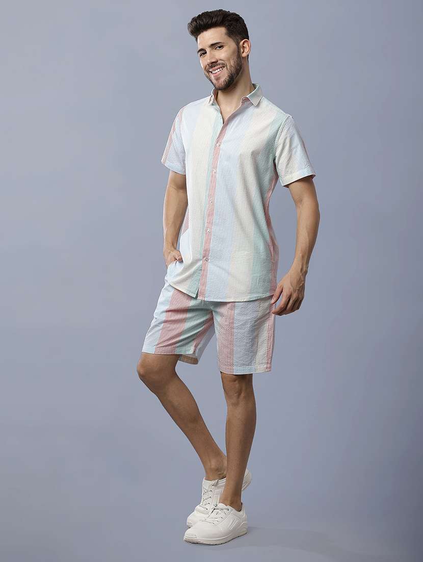 men striped shiort and shorts co-ord set - 22035419 - Standard Image - 2
