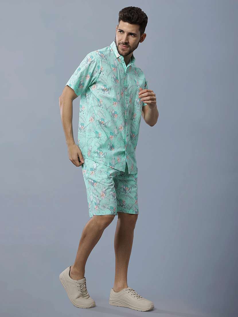 men printed shirt and shorts co-ord set - 22035422 -  Standard Image - 2