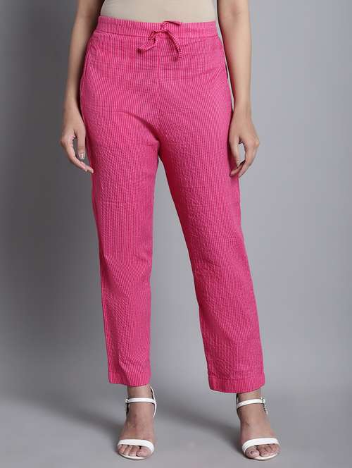 women printed mid rise straight trouser - 22035573 - Standard Image - 0
