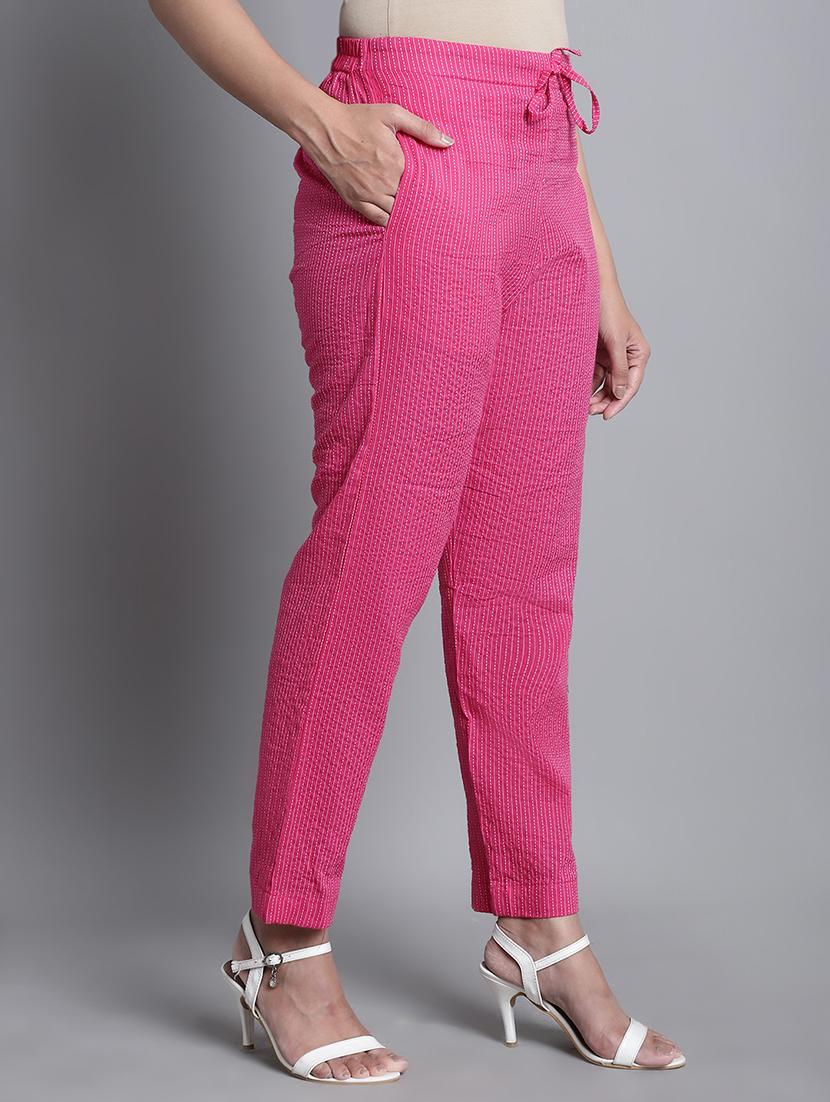 women printed mid rise straight trouser - 22035573 - Standard Image - 2