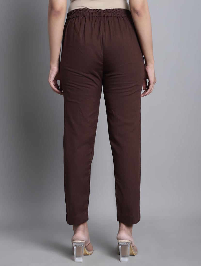 women solid mid rise straight trouser - 22035576 - Standard Image - 2