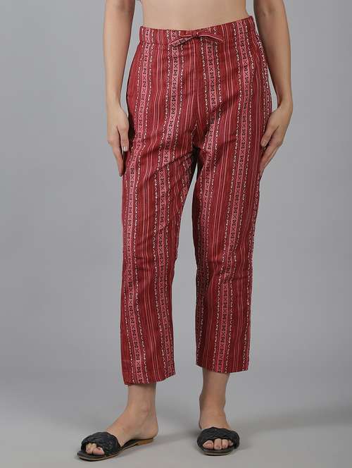 women printed mid rise straight trouser - 22035577 -  Standard Image - 0