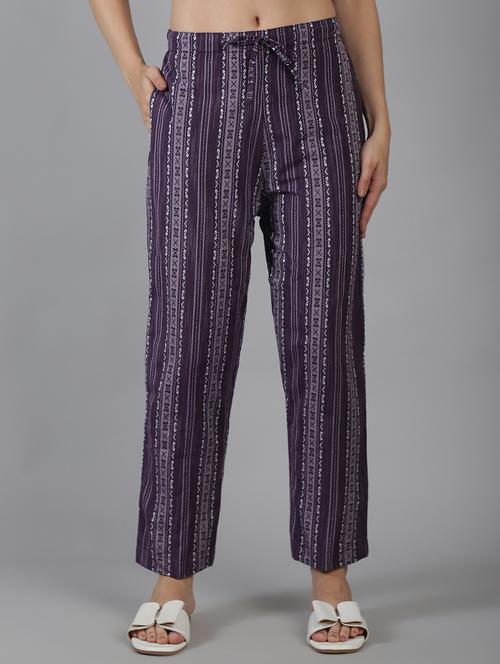 women printed mid rise straight trouser - 22035579 - Standard Image - 0