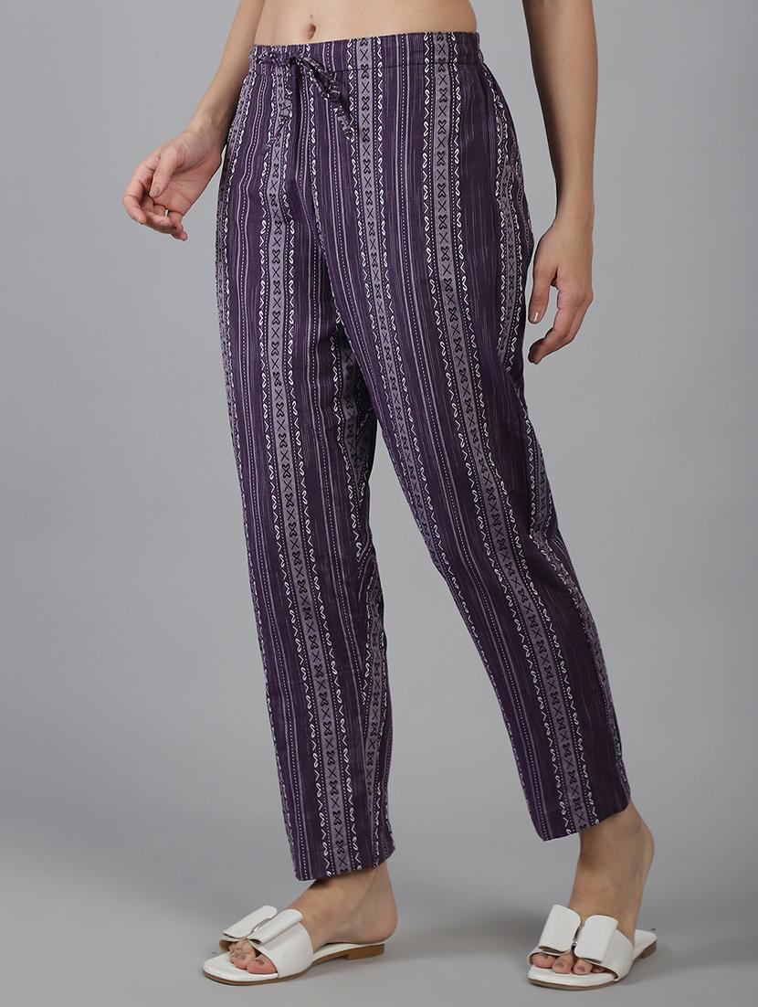 women printed mid rise straight trouser - 22035579 - Standard Image - 2