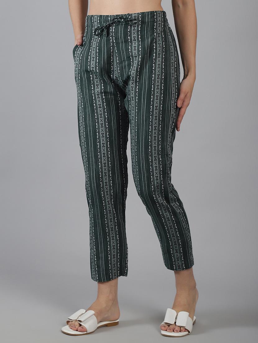 women printed mid rise straight trouser - 22035580 - Standard Image - 2